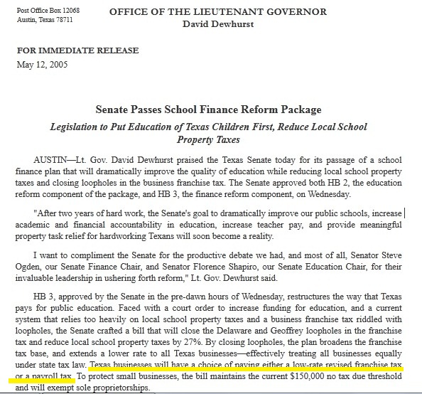 Dewhurst PR on tax reform jpeg