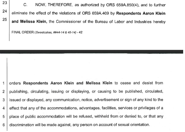 Gag order sweet cakes